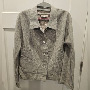 Monterey Bay Clothing Co. Linen Blend Jacket Women’s Size 8 Gray Textured Button